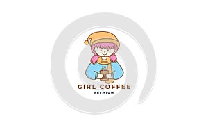Beautiful woman or girl or daughter or female or mom drink cute vector illustration
