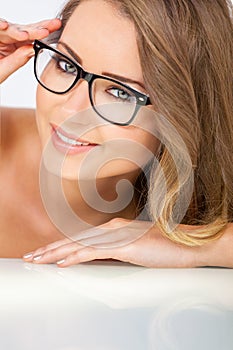 Beautiful Woman Girl Wearing Glasses or Spectacles