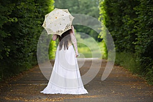 Beautiful woman in gothic dress