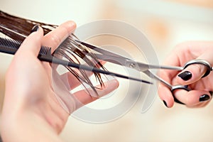 Beautiful woman in hair salon