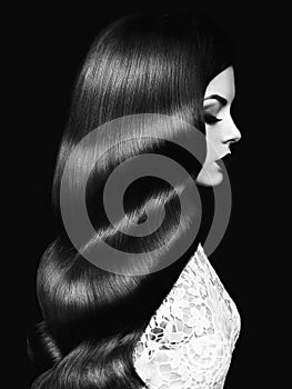 Beautiful woman with hairstyle Hollywood wave