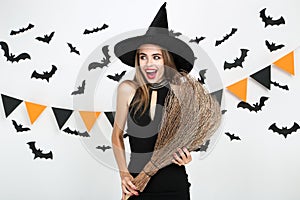 Beautiful woman in halloween costume