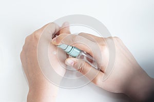 Beautiful woman hands Skin Care. Close Up Of Female Hands Holding Cream Tube, Beautiful Woman Hands With Natural Manicure Nails