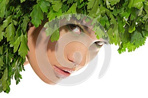 Beautiful woman with hat of parsley