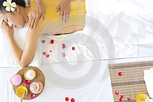 Beautiful woman having exfoliation treatment in spa