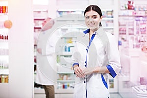 Beautiful woman having a workday in a pharmacy