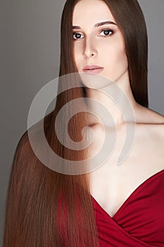 Beautiful woman with Healthy straight Long Hair