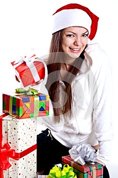 Beautiful woman with holiday gift
