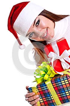 Beautiful woman with holiday gift