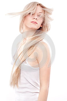 Beautiful woman with long blond hair
