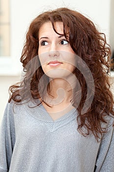 Beautiful woman with long curly hair