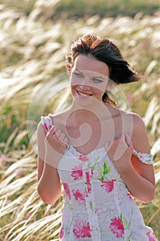 Beautiful woman on meadow