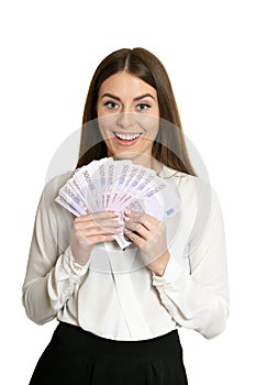 Beautiful woman with money