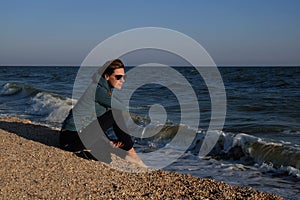 Beautiful woman near the sea