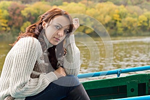 Beautiful woman out boating