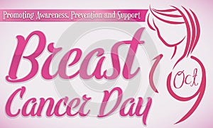Beautiful Woman Outline Design to Commemorate Breast Cancer Day, Vector Illustration