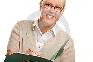 Beautiful Woman with Pencil and Folder