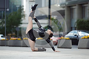 Beautiful woman performing acrobatics
