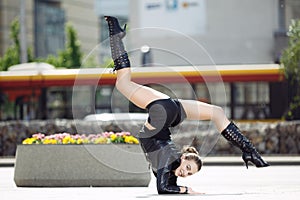 Beautiful woman performing acrobatics