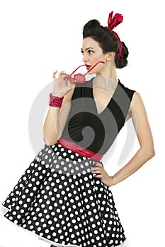 Beautiful woman in pin up style.