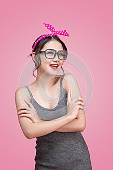 Beautiful woman pinup style portrait. Asian woman