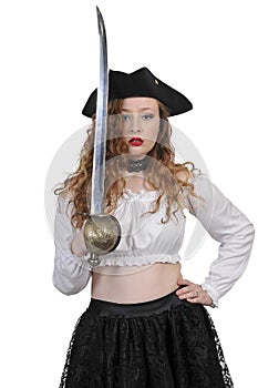 Beautiful Woman Pirate with a Sword