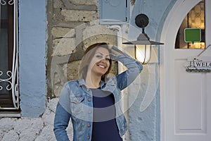 Beautiful Woman Portrait in Cunda Island,Turkey