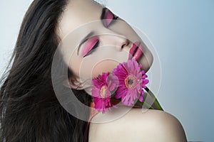 Beautiful woman portrait with flowers