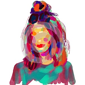 Beautiful Woman portrait watercolor pop style.