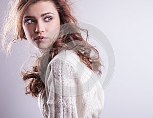 Beautiful woman pose in studio.