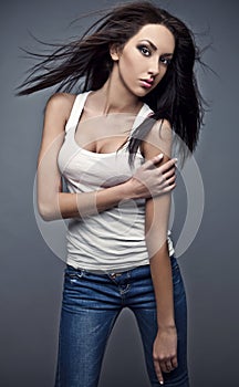 Beautiful woman pose in studio.