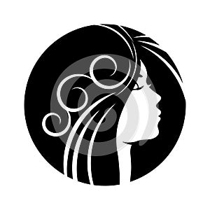 Beautiful woman profile silhouettes with elegant hairstyle