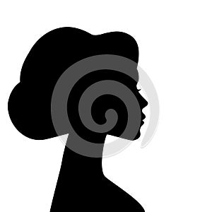 Beautiful woman profile silhouettes with elegant hairstyle, vector young female face design, beauty girl head with styled hair,