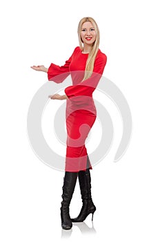 Beautiful woman in red long dress