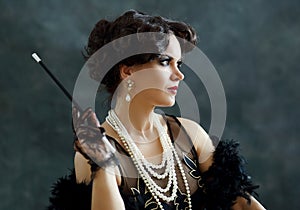 Woman retro flapper style photo