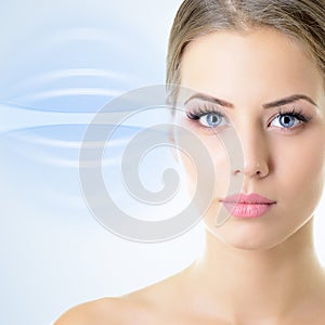 Beautiful woman`s face with accent on eyes