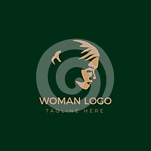 Beautiful woman`s face logo design template. Hair, girl, Abstract design concept for beauty salon, massage, magazine, cosmetic and
