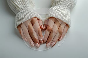 Beautiful woman& x27;s hands with perfect manicure on white background, close up view, isolated, copy space for text