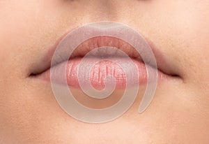 Beautiful woman's lips close-up photo