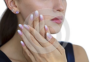 Beautiful woman`s nails with beautiful french manicure ombre