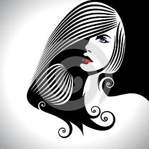 Beautiful woman silhouette in glamourus syle
