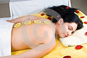 Beautiful woman at spa massage