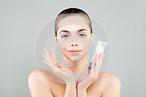 Beautiful Woman Spa Model with Ð¡ream. Skincare
