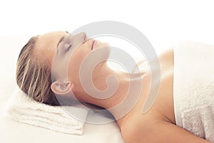 Beautiful Woman in Spa. Recreation, Energy, Health, Massage and Healing Concept.