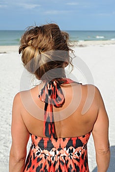 Beautiful Woman Standing on Beach