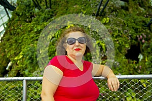 Beautiful woman standing in a park in Singapore