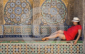 Beautiful woman in the streets Tangier Morocco