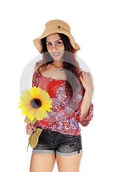 Beautiful woman with a sunflower