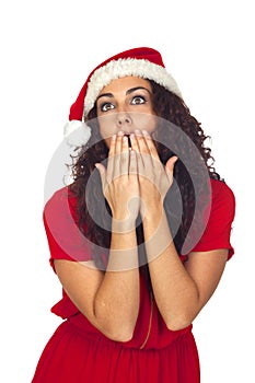 Beautiful woman surprised in Christmas