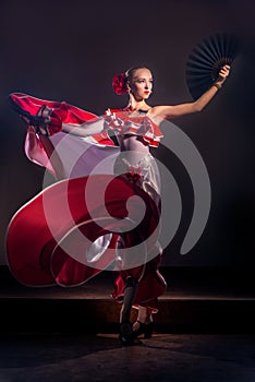Beautiful Woman traditional Spanish Flamenco dancer
